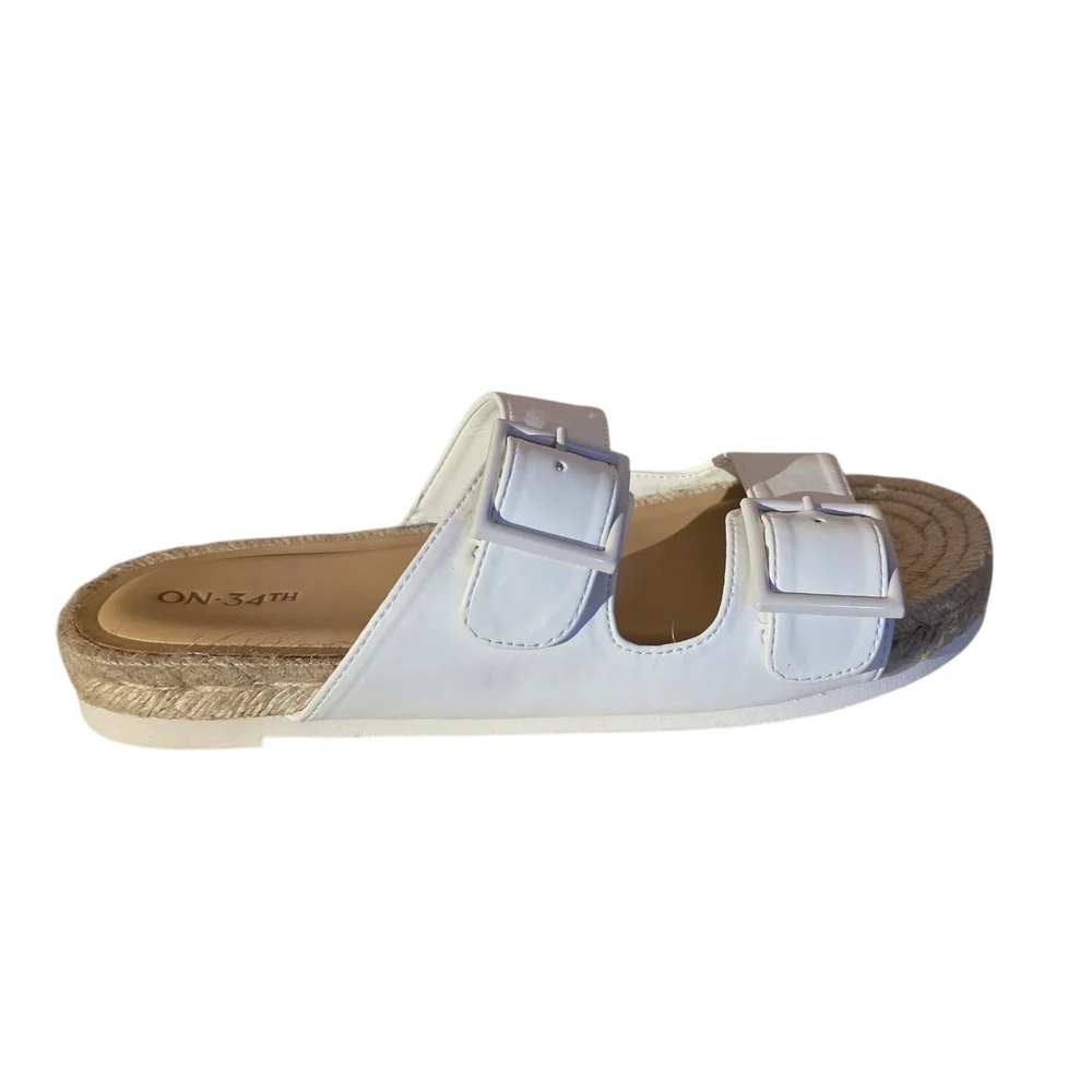 On 34th White Espadrille Slides